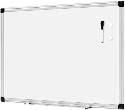 Amazon Basics Magnetic Dry Erase Whiteboard, 24" x 18", Aluminum Frame, Silver/White, Presentation Board for Writing Notes