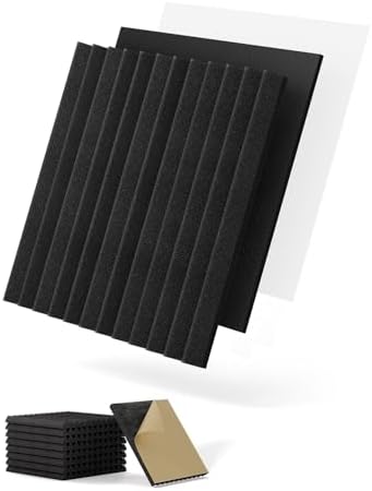 Sound Proof Foam Panels for Walls Soundproof Dampening & Absorbing for Studio, 8 Pack Black Square Self-Adhesive MLV Acoustic Tiles Noise Cancelling & Soundproofing for Bedroom 12" x 12" x 1"
