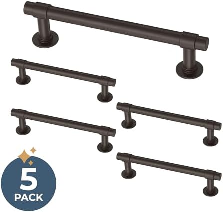 Franklin Brass Francisco (5-Pack) Cabinet Handles 4" Hole Center Pulls | Deep Bronze Hardware Kitchen Door, Drawers, Dressers, Furniture P29617Z-324-B