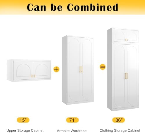 SteeLoong Metal Wardrobe Cabinet,Armoire Wardrobe Closet with Hanging Rod