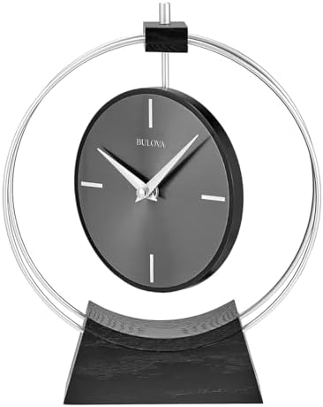 Aire Silver Modern Desk Clock by Bulova