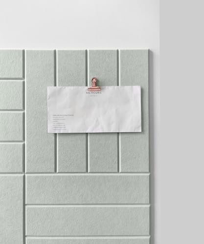 Slated Felt Bulletin Board Tiles | Cork Board Alternative for Walls | Wall Panels for Office & Home Decor | Aesthetic Pinboard & Photo Board | 12-Pack (11.8" x 11.8") with Adhesive | Mint