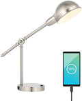JONATHAN Y Curtis Task Lamp 20.25" Industrial Metal Adjustable USB, Nickel