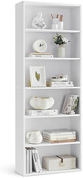 VASAGLE Bookshelf, 23.6 Inches Wide, 6-Tier Open Bookcase with Adjustable Storage Shelves, Floor Standing Unit, Cloud White ULBC166T14