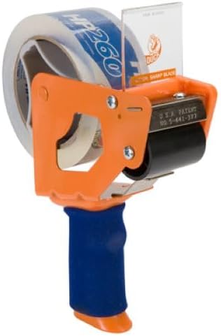 Duck High Performance Clear Packing Tape with BladeSafe Dispenser – Tape Gun with HP260 Strong Packaging Tape for Shipping, Moving, Mailing & Boxes - 3" Core, 1.88 Inch x 60 Yards, Clear (1078566)