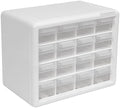 Akro-Mils 16-Drawer Plastic Storage Cabinet, 10.5"W x 6.5"D x 8.5"H, White