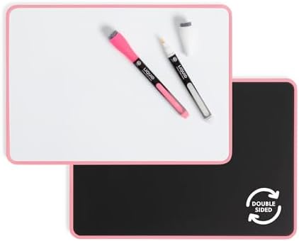 U Brands Mini Dry Erase Board for School, 1 Count Double Sided - Pink