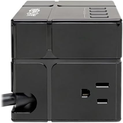 Tripp Lite 3 Outlet Surge Protector with USB, Detachable Wall Outlet Surge Protector, 6 USB Ports, 6 ft. Cord, 540 Joules, Black, TLP366CUBEUSBB