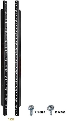 Sound Town 2-Pack 12U Steel Rack Rails, with Black Powder Coated Finish and Screws (ST-RR-12U)