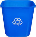 Amazon Basics Rectangular Commercial Office Recycling Wastebasket with Recycle Logo, Easy to Clean, 7 Gallon, Blue, Pack of 2