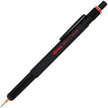 rOtring 800+ Mechanical Pencil and Touchscreen Stylus, Twist-to-Retract, HB 0.5 mm, Black Metal Barrel