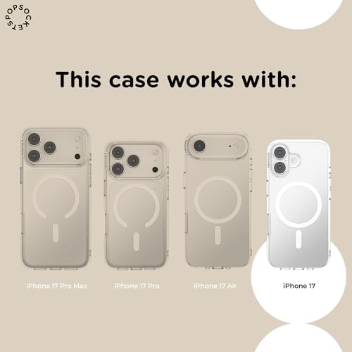 PopSockets iPhone 17 Phone Case Compatible with MagSafe, for iPhone 17, Wireless Charging Compatible, Case Only - Strawberry Frame