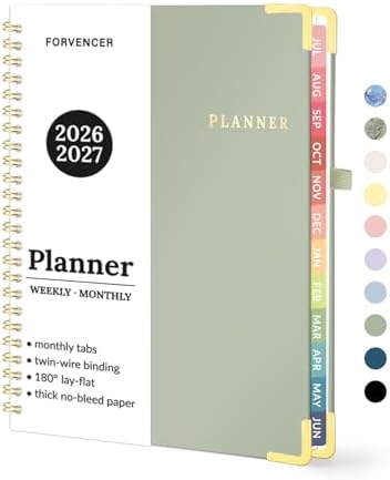 Forvencer Academic Planner 2026-2027, Green 6.3"x8.4" (Jul 2026 - Jun 2027)