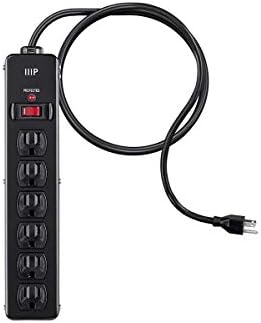 Monoprice Heavy Duty Metal Surge Protector - 6 Outlet Power Strip, 540 Joules, UL Certified, 6 Feet Cable, Black