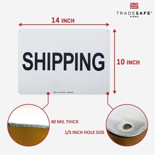 TRADESAFE Shipping Sign - Business Sign, Office Sign, Quick Install Aluminum Safety Sign, Light Reflective, UV-Resistant, Waterproof Signs for Business, 14” X 10” Shipping Department Sign