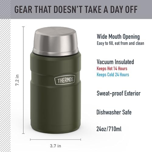 THERMOS Stainless King Vacuum-Insulated Food Jar, 24 Ounce, Matte Army Green