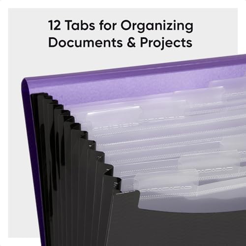 Smead Accordion File Organizer, Document Folder, 12 Divider, Purple/Black