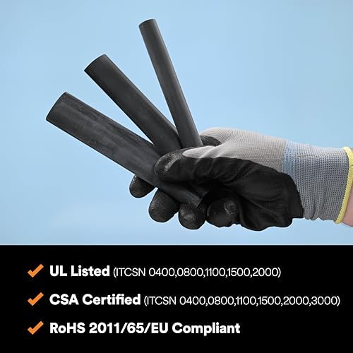 3M Heat Shrink Heavy-Wall Cable Sleeve, 2-4/0 AWG, Black, 9 in, Pack of 3