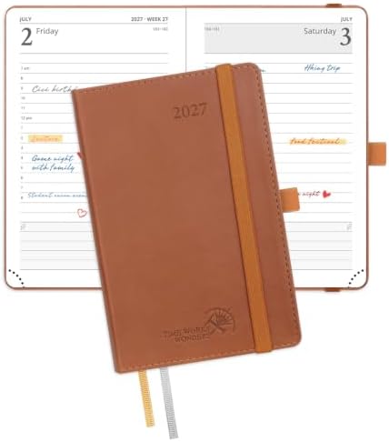 POPRUN 2027 Small Daily Planner One Page Per Day,Pocket Size Daily Calendar
