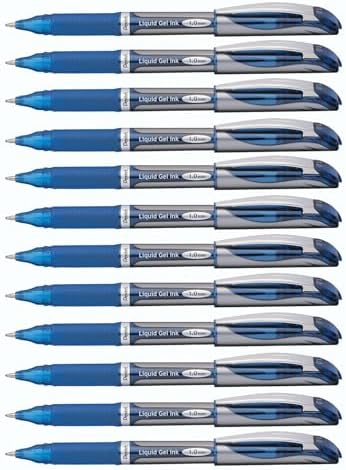 Pentel EnerGel Deluxe Liquid Gel Pen, Bold Line, Metal Tip, Blue Ink, Box of 12 (BL60-C)