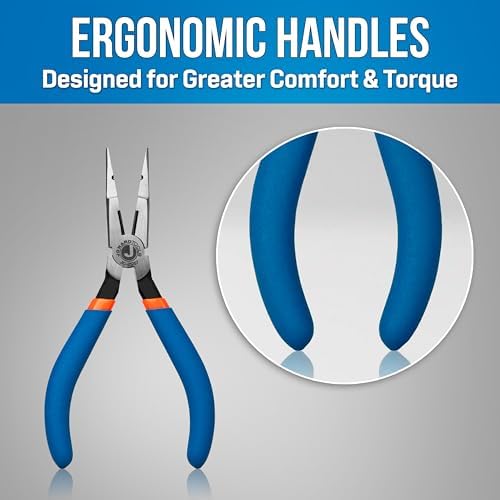 Jonard Tools JIC-21257 6 7/8” Telecom Long Nose Pliers with Side Cutting Edges, Crushing Slot, Comfort Grips and Stripping Hole for 22 AWG Wire