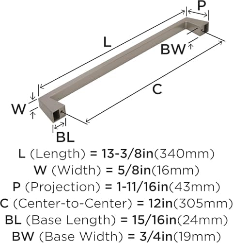Amerock 12" Blackrock Satin Nickel Appliance Pull
