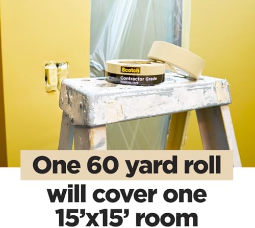Scotch Painter's Tape Contractor Grade Masking Tape, 6 Rolls, 1.88 in x 60.1 yd, Holds to Surfaces For Up to 3 days, Removes Easily Without Leaving Sticky Residue, Interior & Exterior Use (2020-48TP6)