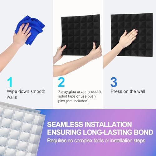 JBER 6 Pack Acoustic Sound Foam Panels, Pyramid Sound Absorbing Panels