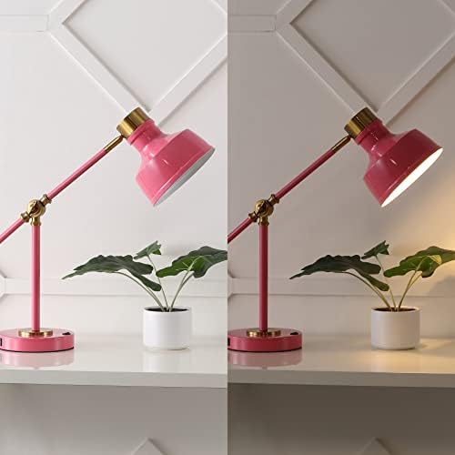 JONATHAN Y Allegra Metal Task Desk Lamp USB Port 18.5", Pink/Brass Gold