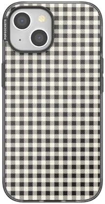 PopSockets iPhone 15 Phone Case with MagSafe- Black Gingham