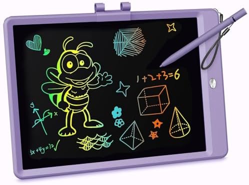 KOKODI LCD Writing Tablet, 10 Inch Colorful Toddler Doodle Board Drawing Tablet, Erasable Reusable Electronic Drawing Pads, Educational and Learning Toy for 3-6 Years Old Boy and Girls(Purple)