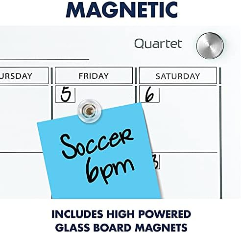 Quartet Dry Erase White Board 48"W x 36"H Glass Calendar, Magnetic Planning Board, White (GC2418F)
