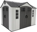 Lifetime Dual Entry Outdoor Storage Shed, 10x8 Ft, Gray, Resin Tool Shed with Double Doors, HDPE