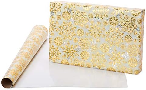 Papyrus Wrapping Paper Rolls for Christmas, Hanukkah, and All Holidays, Snowflakes Print and Metallic Silver (3 Rolls, 62.5 sq. ft.)