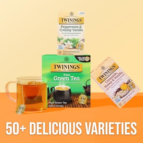Twinings Peppermint & Creamy Vanilla Herbal Tea Individually Wrapped Bags, 20 Count (Pack of 2), Formerly Buttermint, Naturally Caffeine-Free, Enjoy Hot or Iced