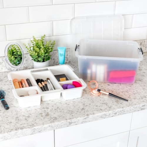 IRIS USA 18 Quart Clear Storage Organizer with Removable Dividers
