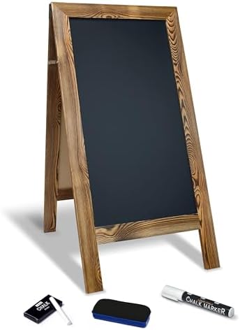 Better Office Products Magnetic A-Frame Chalkboard Sign, Extra Large 20" x 40", Standing Chalkboard Easel, with Chalk Marker + Chalk & Eraser, Sandwich Board Outdoor Sidewalk Sign,(Rustic Brown)