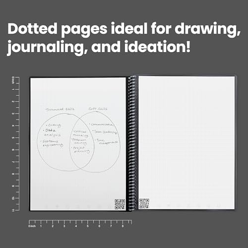 Rocketbook Core Reusable Spiral Notebook, Executive Size 6x8.8, Gray - Dotted Pages, App-Connected, Erasable, Durable Cover, Ideal for School, Work, and Creative Projects