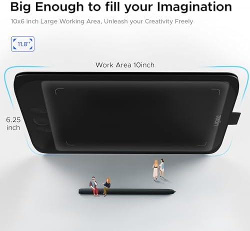 Ugee Drawing Tablet Pad,Digital Graphics Tablets M808 10x6 Inch, 8192, 8 Shortcut Keys, Digital Art for Paint, Sketch,Design, Teaching&Study for PC/Mac/Computer/Chrome Os/Android, Student,Kids Gift