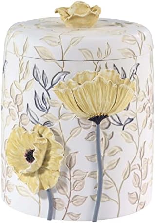 Avanti Linens - Covered Jar, 100% Hand-Painted Resin Bathroom Accessories, Floral Home Decor (Marielle)