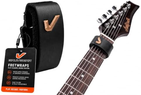 Gruv Gear Fret Wrap & Guitar Mute, Fretwrap for Acoustic, Electric & Bass | String Dampener Recording, Tapping & Practice Accessory (1 Pack, Small Black and Bronze, Fits 4 String Bass, 6 String