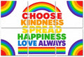 6 Pack Art Acoustic Panels Sound Absorbing Rainbow Motivational Poster Choose Kindness Spread Happiness Love Decorative Soundproof Wall Panels Self Adhesive for Home Recording Studios 72"x48"