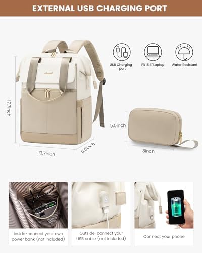 LOVEVOOK Laptop Backpack for Women with Giant Tumbler Holder, 15.6 Inch Work Laptop Bag with USB Port, Fashion Teacher Nurse Backpack Purse, Waterproof Travel Computer Backpack, 2PCS,Leopard