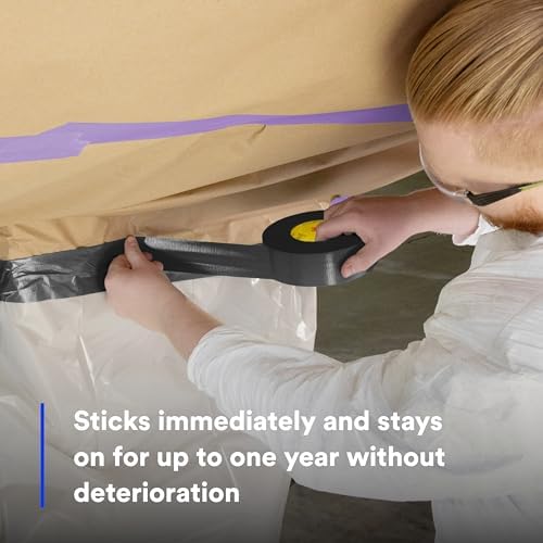 3M Performance Plus 8979 Duct Tape Heavy Duty, Black, 72 mm x 54.8 m, 12.1 mil, 6 Month Clean Removal, Resists UV and Weather for up to 12 Months, Tears Cleanly, Curl-Resistant, 12 Rolls