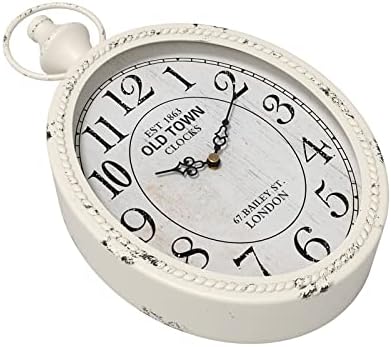 Menterry Small Retro Oval Wall Clock Antique Old Design,White Vintage Style