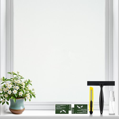 GTJ White Frosted Window Privacy Film, Static Cling No Glue, 34.7 x 78.7 in