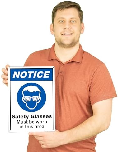 BRIMAR 10x14" Safety Glasses Must Be Worn Sign, .055" Polyethylene Plastic