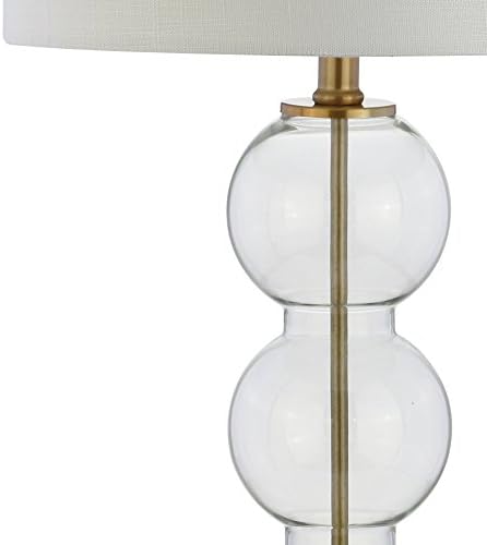 JONATHAN Y Bella 27" Glass Table Lamp, Clear/Brass, Set of 2