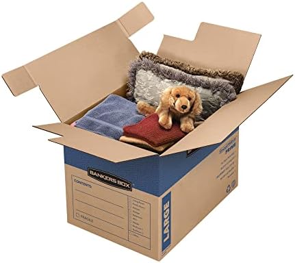 Bankers Box Large Prime Moving Box 6 Pack, Reinforced Handles, Tape-Free Assembly, Attached Lid, 18-in x 18-in x 24-in (0062904)
