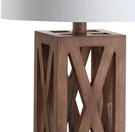 JONATHAN Y Stewart Rustic Wood Bedside Table Lamp 21.5", Brown
